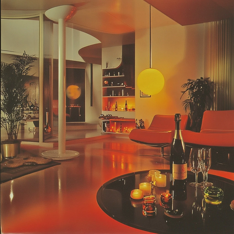 六十年代工作室烛光与香槟