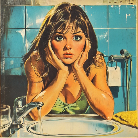 年轻女子独自在家沐浴