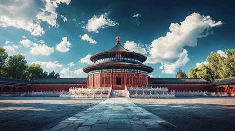 天坛祈年殿宏伟外观全景