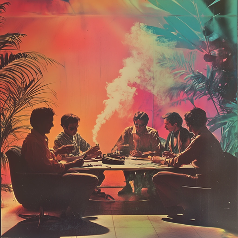 五人吸烟写曲神秘无面