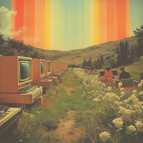 办公室草地电脑零件彩虹