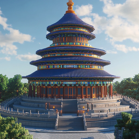 天坛祈年殿宏伟外观全景展示