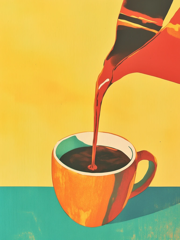 咖啡倒入杯子插画