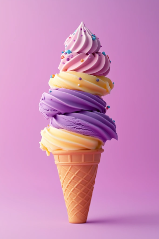 各种冰淇淋排列展示