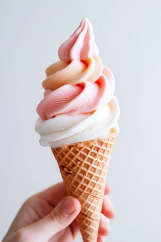 三层粉色软冰淇淋