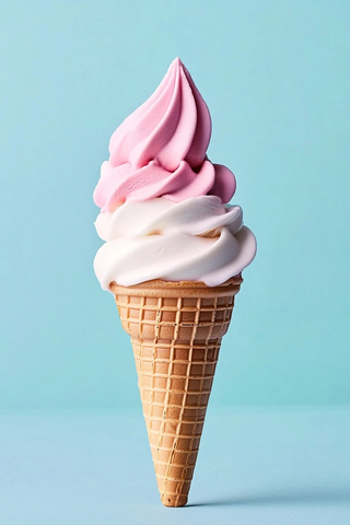 三层粉色软冰淇淋