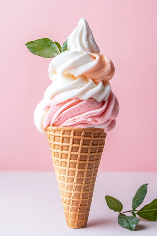 三层粉色软冰淇淋