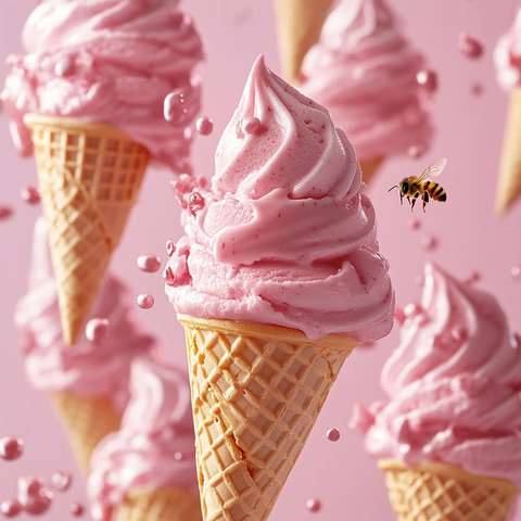 粉色冰淇淋与小蜜蜂
