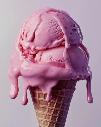 草莓冰淇淋与冰激凌筒