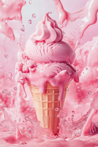 粉色冰淇淋甜蜜糖霜覆盖