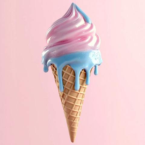 粉色蓝色冰淇淋华夫筒