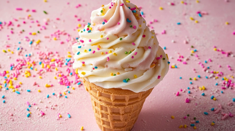 冰淇淋甜筒撒糖粒粉色旋风