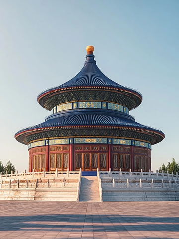 天坛祈年殿宏伟外观全景