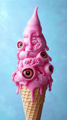 粉色冰淇淋融化眼睛手指