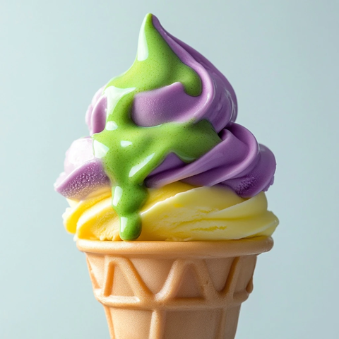 冰淇淋绿色糖浆顶部