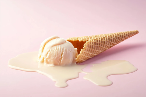 冰淇淋融化在粉红背景