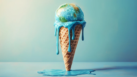 倒置华夫冰淇淋地球融化