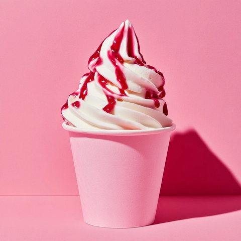 草莓杯装白色奶油配树莓酱