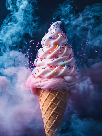粉色冰淇淋与云雾紫彩带
