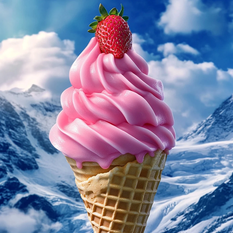 草莓芝士冰淇淋华夫筒