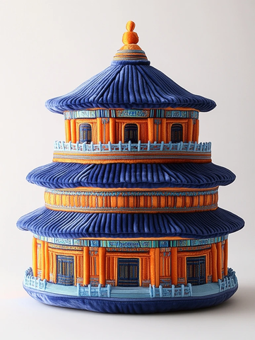 三层天坛造型的精美抱枕