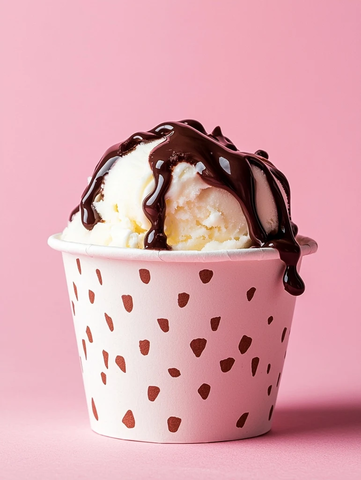 纸杯冰淇淋配融化巧克力