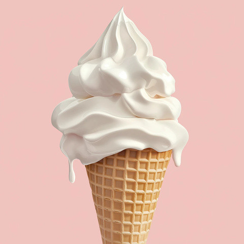软白冰淇淋甜筒融化