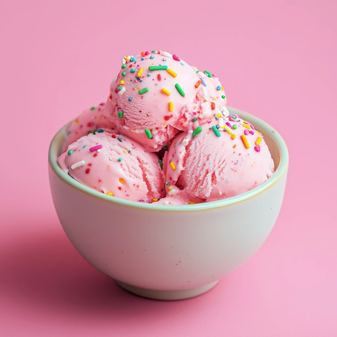 草莓冰淇淋配彩色糖珠