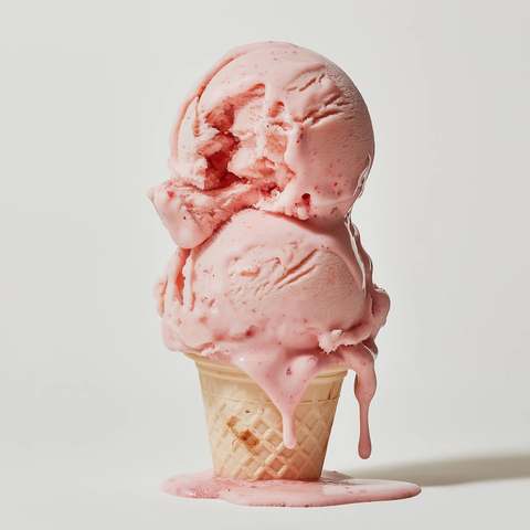 草莓冰淇淋顶部融化