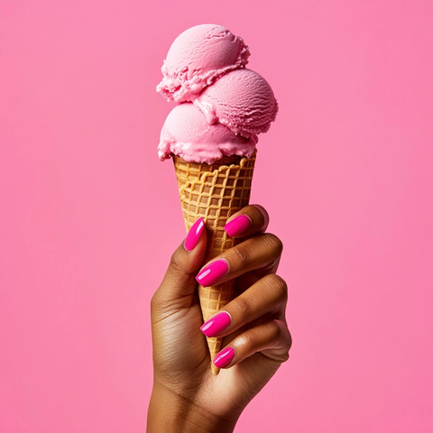 非洲女士手持四球冰淇淋