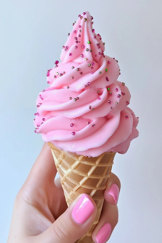 粉色软冰淇淋甜筒