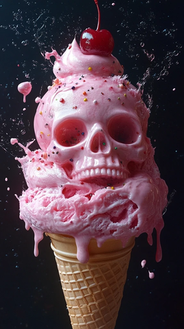 融化冰淇淋骷髅头悬浮