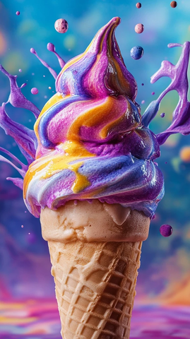 鲜艳颜料冰淇淋雕塑