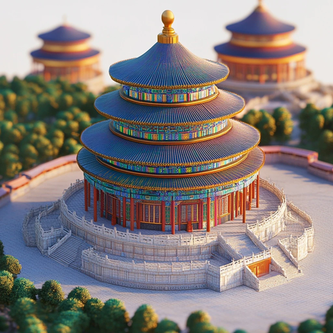 天坛多层建筑结构模型展示