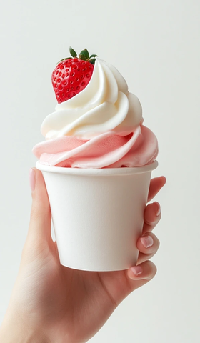 冰淇淋纸杯与草莓软