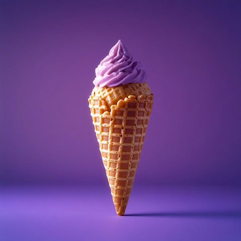 紫色背景上的小华夫筒