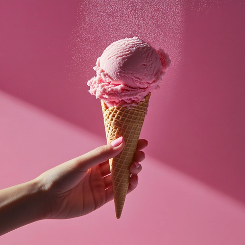 手握冰淇淋锥倾倒瞬间