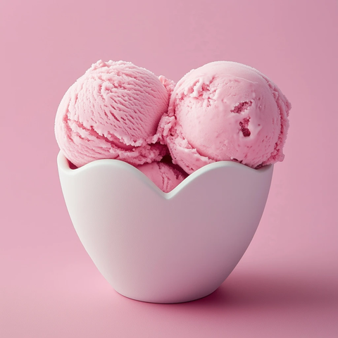 心形杯中的粉色冰淇淋