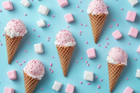 冰淇淋锥形粉色棉花糖