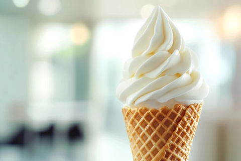 冰淇淋甜筒与酸奶冰淇淋