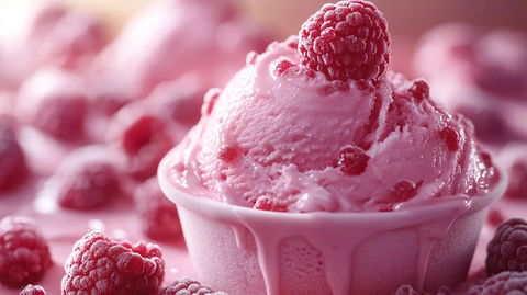 莓果冰淇淋甜点特写