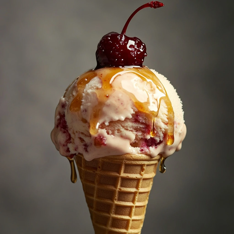 冰淇淋融化蜜糖樱桃