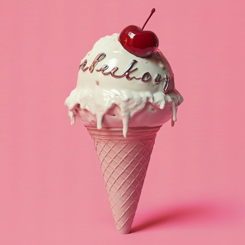 冰淇淋背景樱桃融化
