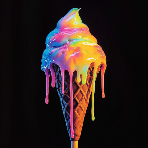 融化的彩色冰淇淋特写