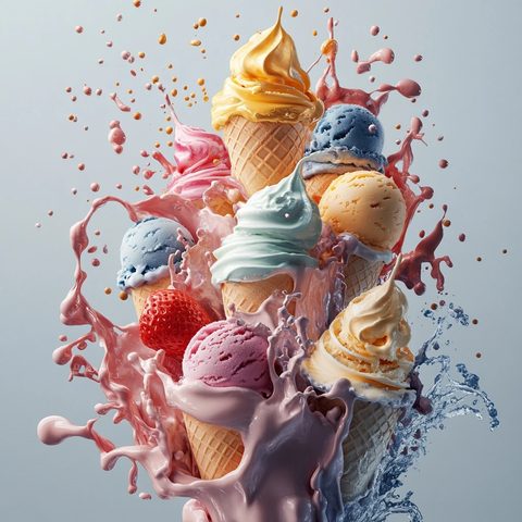 冰淇淋杯融化和溅出