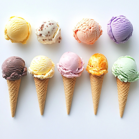 冰淇淋甜筒多种口味
