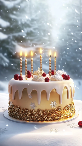卡通金蛋糕冬季蜡烛背景