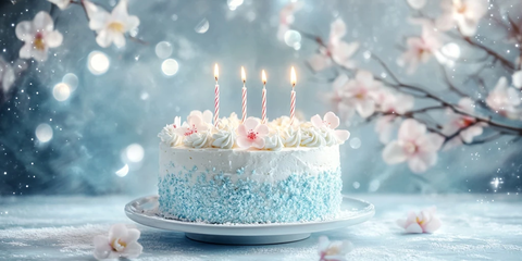 蓝色生日蛋糕节日背景