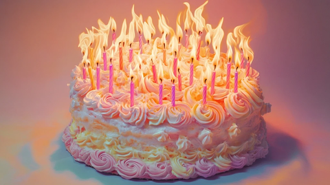 生日蛋糕高耸烛海