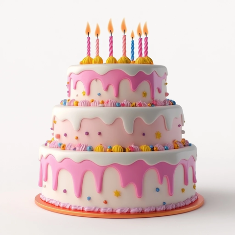 蛋糕与蜡烛装饰